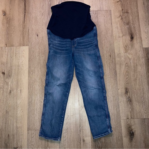 Madewell Maternity Straight Leg denim Jeans with Classic Wash | Stovepipe Jeans - Picture 2 of 8